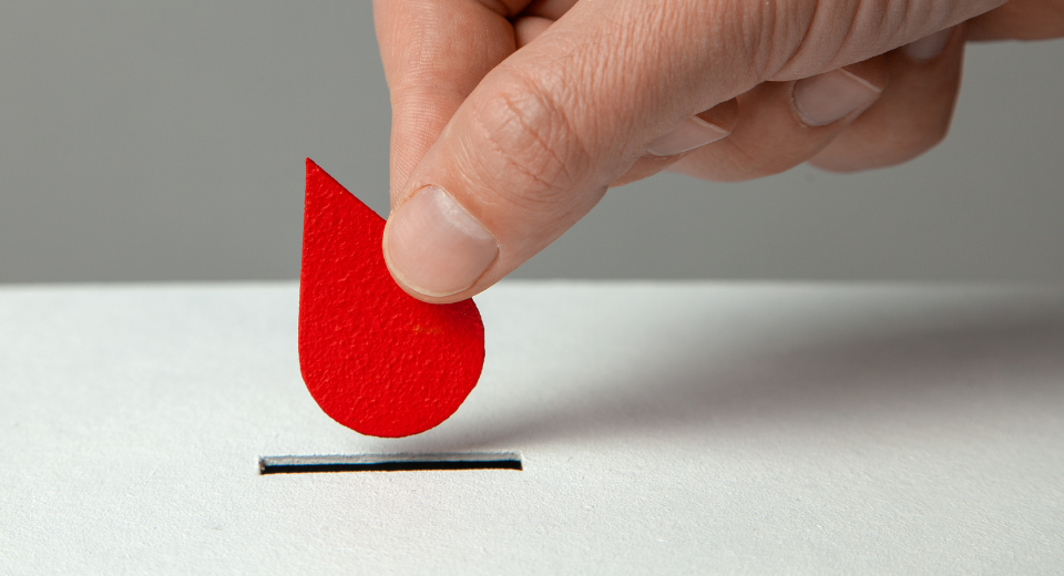 blood drop into basket